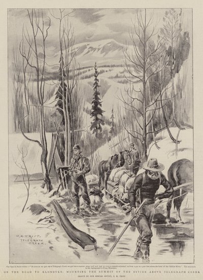 On the Road to Klondyke, Mounting the Summit of the Divide Above Telegraph Creek by Charles Edwin Fripp